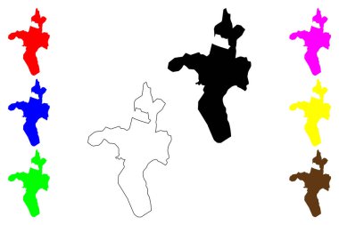 Bukan şehri (İran İslam Cumhuriyeti, İran, IRI, Batı Azerbaycan ili) harita vektör çizimi, karalama çizimi Bukan haritası