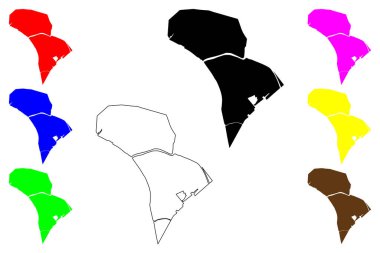 Hurramshahr şehri (İran İslam Cumhuriyeti, İran, İRİS, Khuzestan vilayeti) harita vektör çizimi, kroki çizimi Hurramshahr haritası