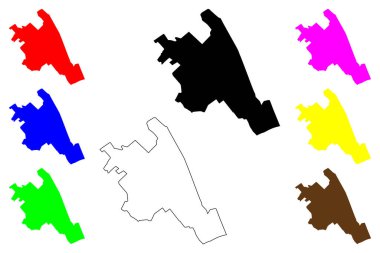 Nasim Şahr şehri (İran İslam Cumhuriyeti, İran, IRI, Tahran eyaleti) harita vektör çizimi, çizim çizimi Nasimshahr haritası