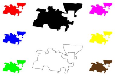 Najafabad şehri (İran İslam Cumhuriyeti, İran, IRI, İsfahan eyaleti) harita vektör çizimi, çizim eşkali Najafabad haritası
