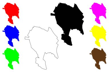 QOds şehri (İran İslam Cumhuriyeti, İran, IRI, Tahran eyaleti) harita vektör çizimi, çizim QOds haritası