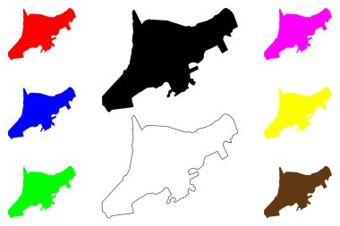 Semnan şehri (İslam Cumhuriyeti, İran, İran, IRI, Semnan ili) harita vektör çizimi, çizim Semnan haritası