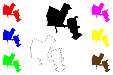 Shahriar şehri (İran İslam Cumhuriyeti, İran, IRI, Tahran eyaleti) harita vektör ilülasyonu, çizim eşkali Shahriar haritası