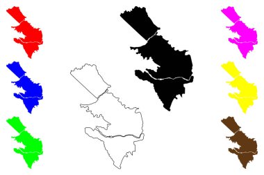 Yasooj şehri (İran İslam Cumhuriyeti, İran, IRI, Kohgiluyeh ve Boyer-Ahmad illeri) harita vektör çizimi, çizim Yasuj haritası