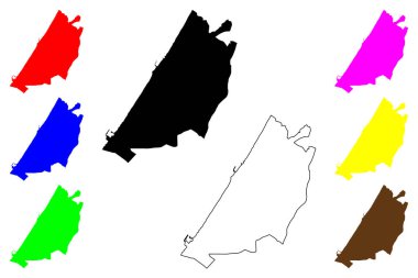 Ashkelon şehri (İsrail Devleti, Güney Bölgesi) harita vektör çizimi, çizim Ashqelon haritası