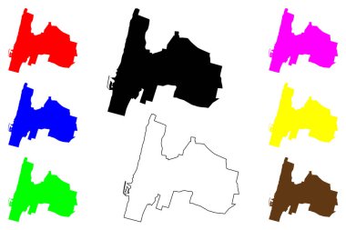 Herzliya şehri (İsrail Devleti, Tel Aviv Bölgesi) harita vektör çizimi, çizim Herzliyya haritası