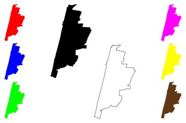 Netanya şehri (İsrail Devleti, Merkez Bölgesi) harita vektör çizimi, karalama çizimi Natanya haritası