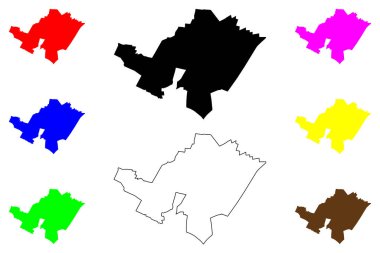 Rehovot şehri (İsrail Devleti, Merkez Bölgesi) harita vektör illüstrasyonu, çizim haritası Rehovot haritası