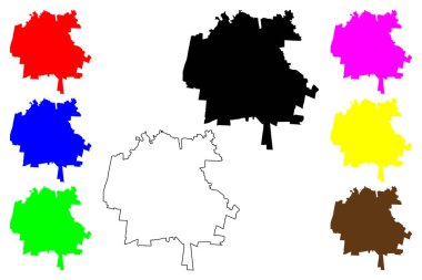 Petah Tikva şehri (İsrail Devleti, Merkez Bölgesi) harita vektör illüstrasyonu, çizim Petah Tiqwa veya Em HaMoshavot haritası