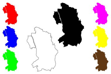 Aizuwakamatsu şehri (Japonya, Nihon-koku veya Nippon-koku, Tohoku bölgesi) harita vektör çizimi, çizim Aizuwakamatsu-shi haritası