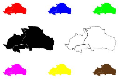 Daito şehri (Japonya, Nihon-koku veya Nippon-koku, Kansai bölgesi) harita vektör çizimi, çizim Daito-shi haritası