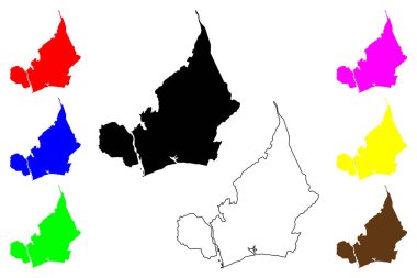 Fuji kenti (Japonya, Nihon-koku veya Nippon-koku, Chubu bölgesi) harita vektör çizimi, çizim Fuji-shi haritası