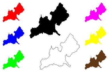 Chikushino şehri (Japonya, Nihon-koku veya Nippon-koku, Kyushu bölgesi) harita vektör çizimi, çizim Chikushino-shi haritası