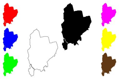 Fujinomiya şehri (Japonya, Nihon-koku veya Nippon-koku, Chubu bölgesi) harita vektör çizimi, çizim Fujinomiya-shi haritası