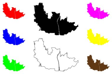 Habikino şehri (Japonya, Nihon-koku veya Nippon-koku, Kansai bölgesi) harita vektör çizimi, karalama çizimi Habikino-shi veya Minami-Osaka haritası