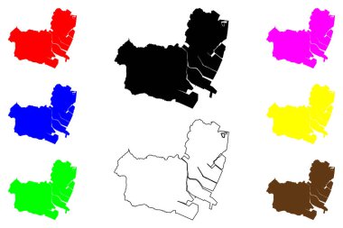 Handa kenti (Japonya, Nihon-koku veya Nippon-koku, Chubu bölgesi) harita vektör çizimi, çizim Handa-shi haritası