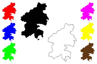 Higashihiroshima şehri (Japonya, Nihon-koku veya Nippon-koku, Chugoku bölgesi) harita vektör çizimi, çizim Higashihiroshima-shi haritası