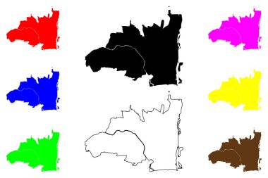 Hiratsuka şehri (Japonya, Nihon-koku veya Nippon-koku, Kanto bölgesi) harita vektör çizimi, çizim Hiratsuka-shi haritası
