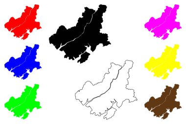 Hofu şehri (Japonya, Nihon-koku veya Nippon-koku, Chugoku bölgesi) harita vektör çizimi, çizim Hofu-shi haritası