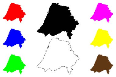 Ichinomiya şehri (Japonya, Nihon-koku veya Nippon-koku, Chubu bölgesi) harita vektör çizimi, çizim Owarichinomiya veya Ichinomiya-shi haritası