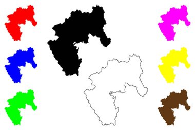 Iizuka şehri (Japonya, Nihon-koku veya Nippon-koku, Kyushu bölgesi) harita vektör çizimi, çizim çizimi Iizuka-shi