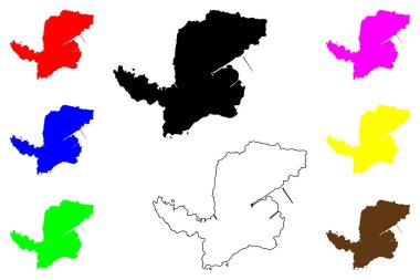 Isahaya şehri (Japonya, Nihon-koku veya Nippon-koku, Kyushu bölgesi) harita vektör çizimi, çizim Isahaya-shi haritası