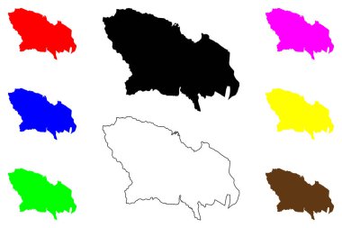 Isehara kenti (Japonya, Nihon-koku veya Nippon-koku, Kanto bölgesi) harita vektör çizimi, çizim Isehara-shi haritası