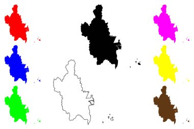 İwakuni şehri (Japonya, Nihon-koku veya Nippon-koku, Chugoku bölgesi) harita vektör çizimi, çizim İwakuni-shi haritası