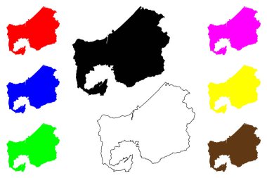 Joetsu şehri (Japonya, Nihon-koku veya Nippon-koku, Chubu bölgesi) harita vektör çizimi, çizim Joetsu-shi haritası