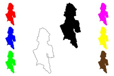 Kanoya şehri (Japonya, Nihon-koku veya Nippon-koku, Kyushu bölgesi) harita vektör çizimi, karalama çizimi Kanoya-shi haritası