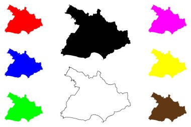 Kamakura şehri (Japonya, Nihon-koku veya Nippon-koku, Kanto bölgesi) harita vektör çizimi, çizim Kamakura-shi haritası