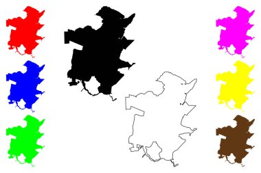 Kamagaya şehri (Japonya, Nihon-koku veya Nippon-koku, Kanto bölgesi) harita vektör çizimi, çizim Kamagaya-shi haritası