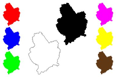 Kasuga şehri (Japonya, Nihon-koku veya Nippon-koku, Kyushu bölgesi) harita vektör çizimi, çizim Kasuga-shi haritası