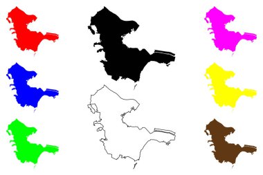 Kashiwa şehri (Japonya, Nihon-koku veya Nippon-koku, Kanto bölgesi) harita vektör çizimi, karalama çizimi Kashiwa-shi haritası