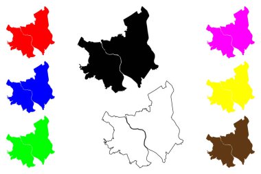 Kasukabe şehri (Japonya, Nihon-koku veya Nippon-koku, Kanto bölgesi) harita vektör çizimi, çizim Kasukabe-shi haritası