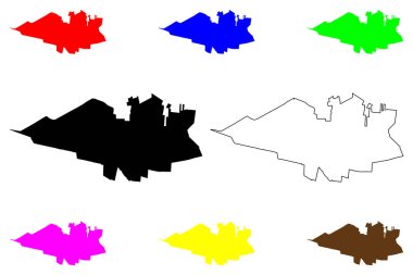 Kodaira şehri (Japonya, Nihon-koku veya Nippon-koku, Kanto bölgesi) harita vektör çizimi, karalama çizimi Kodaira-shi