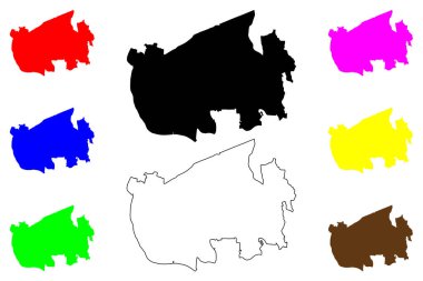 Koga şehri (Japonya, Nihon-koku veya Nippon-koku, Kanto bölgesi) harita vektör çizimi, çizim Koga-shi haritası