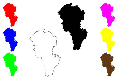 Komatsu şehri (Japonya, Nihon-koku veya Nippon-koku, Chubu bölgesi) harita vektör çizimi, karalama çizimi Komatsu-shi haritası