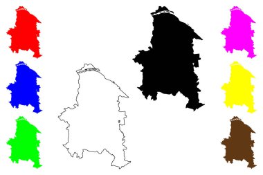 Kumagaya şehri (Japonya, Nihon-koku veya Nippon-koku, Kanto bölgesi) harita vektör çizimi, çizim Kumagaya-shi haritası