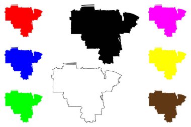 Matsubara şehri (Japonya, Nihon-koku veya Nippon-koku, Kansai bölgesi) harita vektör çizimi, karalama çizimi Matsubara-shi haritası