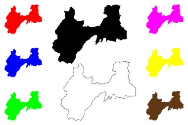 Matsumoto şehri (Japonya, Nihon-koku veya Nippon-koku, Chubu bölgesi) harita vektör çizimi, karalama çizimi Matsumoto-shi haritası
