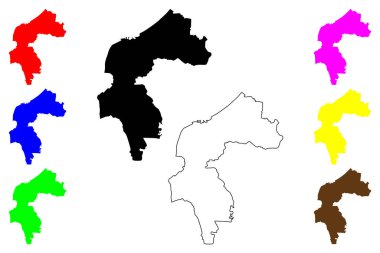 Moriguchi şehri (Japonya, Nihon-koku veya Nippon-koku, Kansai bölgesi) harita vektör çizimi, çizim Moriguchi-shi haritası