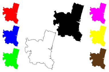 Miyazaki şehri (Japonya, Nihon-koku veya Nippon-koku, Kyushu bölgesi) harita vektör çizimi, çizim Miyazaki-shi haritası