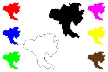 Miyakonojo şehri (Japonya, Nihon-koku veya Nippon-koku, Kyushu bölgesi) harita vektör çizimi, çizim Miyakonojo-shi haritası