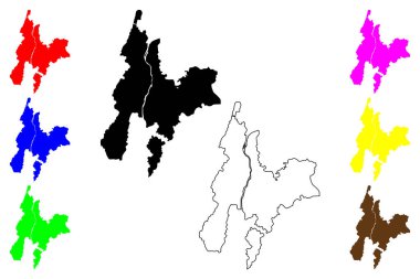 Nagaoka şehri (Japonya, Nihon-koku veya Nippon-koku, Chubu bölgesi) harita vektör çizimi, çizim Nagaoka-shi haritası