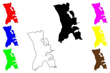 Nagareyama şehri (Japonya, Nihon-koku veya Nippon-koku, Kanto bölgesi) harita vektör çizimi, çizim Nagareyama-shi haritası