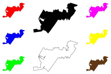 Narashino şehri (Japonya, Nihon-koku veya Nippon-koku, Kanto bölgesi) harita vektör çizimi, çizim çizimi Narashino-shi