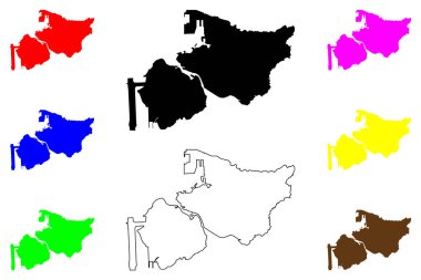 Naha şehri (Japonya, Nihon-koku veya Nippon-koku, Kyushu bölgesi) harita vektör çizimi, karalama çizimi Naha-shi haritası