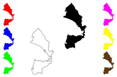 Numazu şehri (Japonya, Nihon-koku veya Nippon-koku, Chubu bölgesi) harita vektör çizimi, çizim Numazu-shi haritası