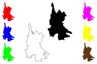 Okinawa şehri (Japonya, Nihon-koku veya Nippon-koku, Kyushu bölgesi) harita vektör çizimi, çizim Okinawa-shi veya Uchinaa haritası